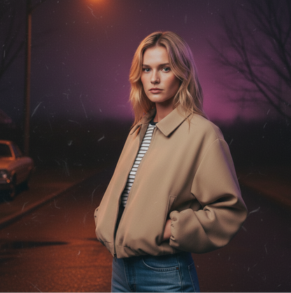 Jaqueta A Sentinela de Hawkins: Bomber Exclusiva TRAF - Atitude e Conforto Vintage.