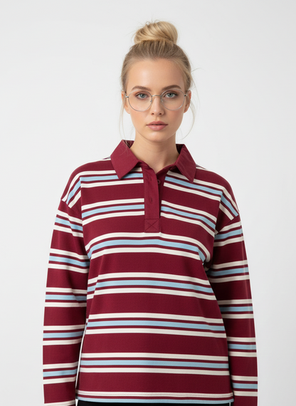 Camiseta Oficial do Clube de D&D: Polo Listrada Vintage de Algodão Premium