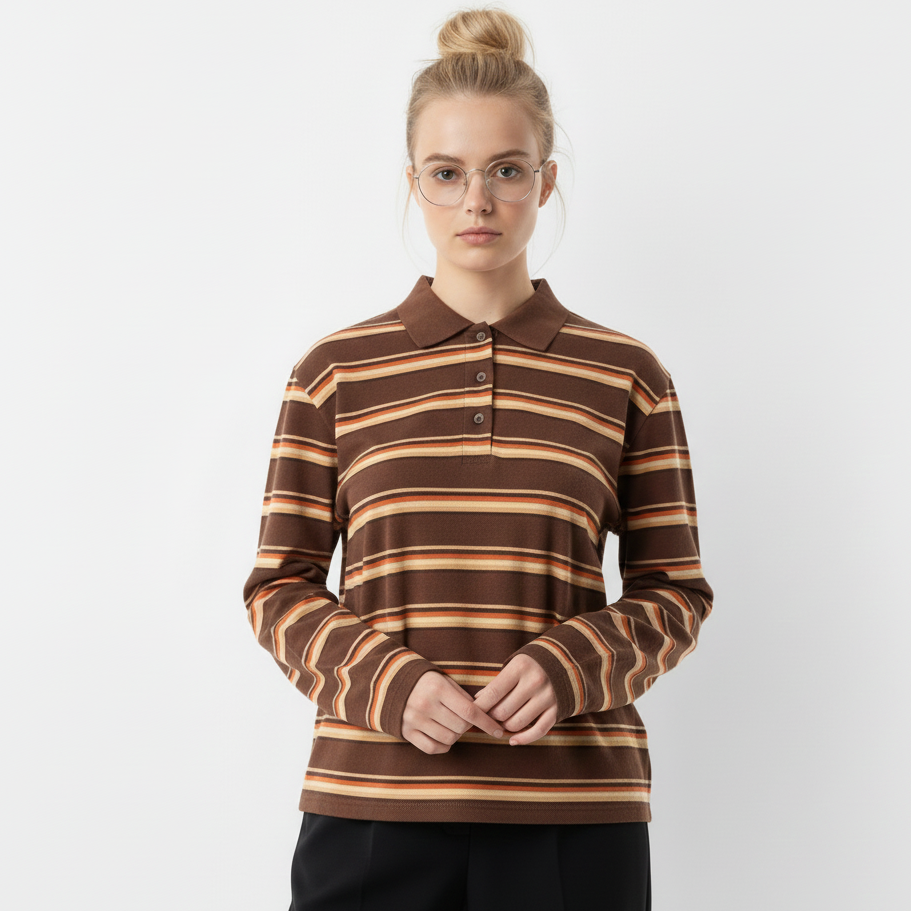 Camiseta Oficial do Clube de D&D: Polo Listrada Vintage de Algodão Premium