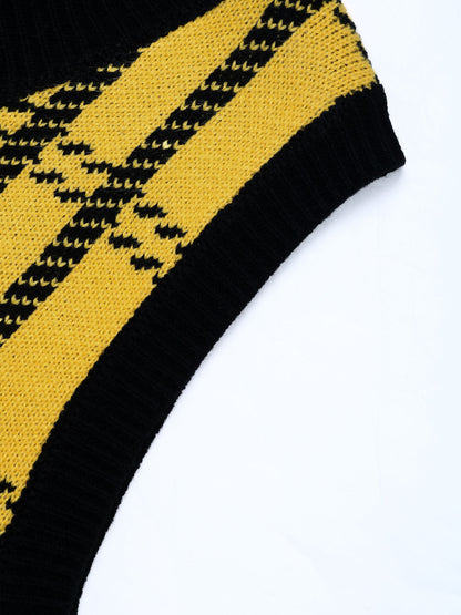 Colete A Inteligência de Hawkins: Xadrez V-Neck Knit (Street Revival)